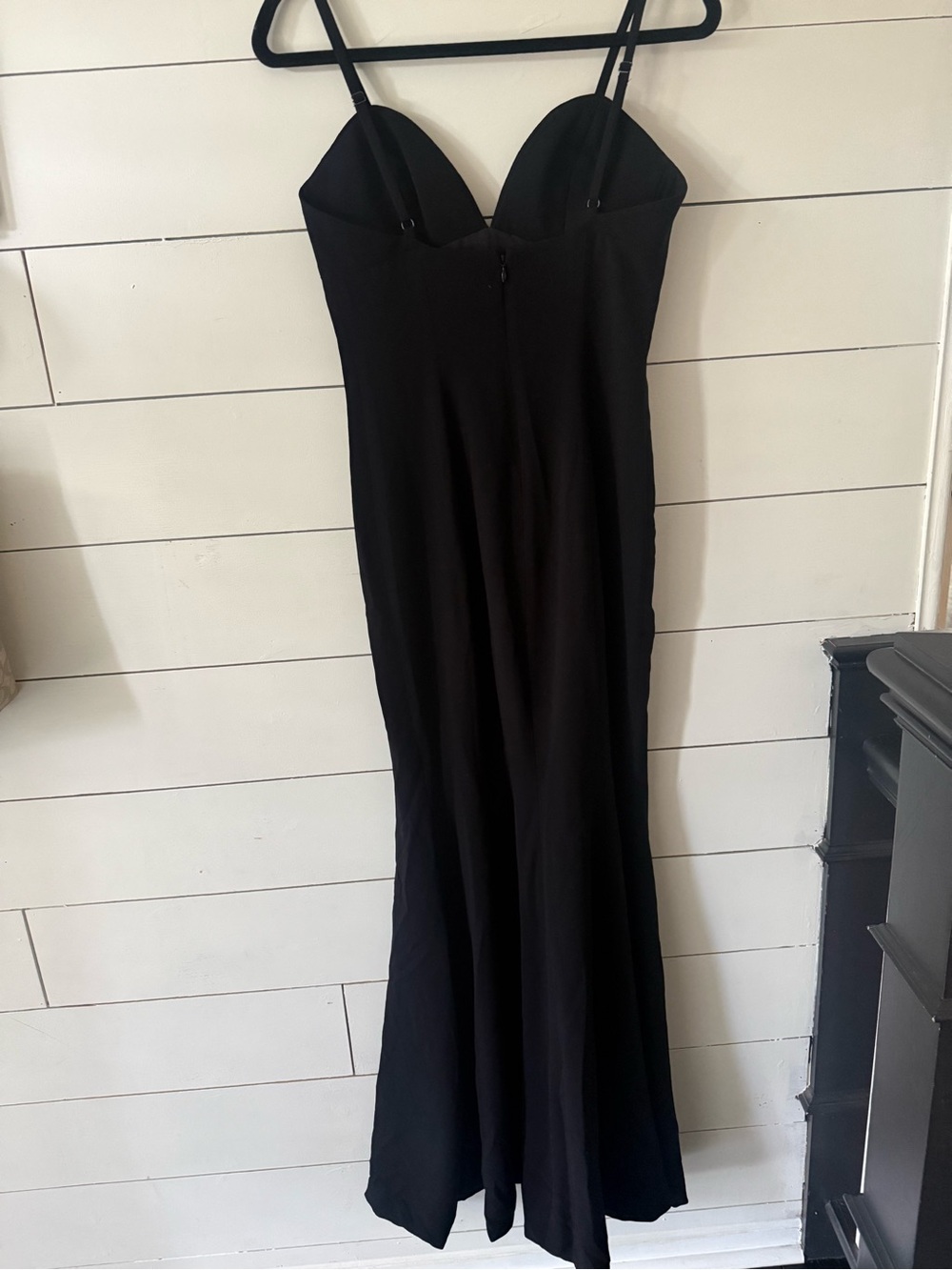 Dress the Population Black Spaghetti-Strap Prom Gown with High Slit - Picture 3 of 7